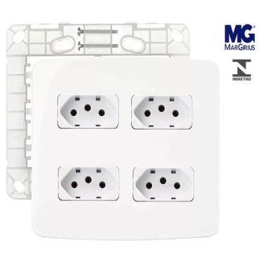 Imagem de Conjunto 4 Tomadas Branca 10a 4x4 Margirius B3