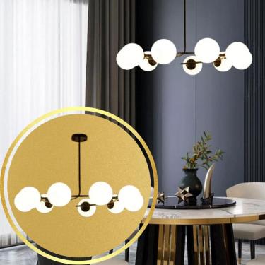 Imagem de Lustre 80X75Cm Fibonacci Jabuticaba 9 Globos Vidro Metal