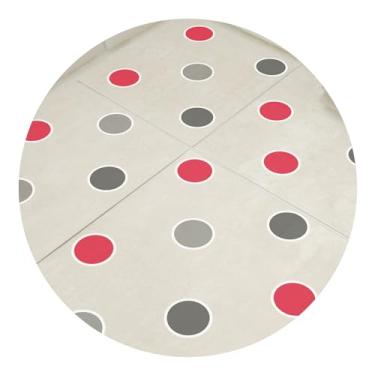 Imagem de Adesivo Antiderrapante Piso Bolinhas Vermelho Cereja e Cinza