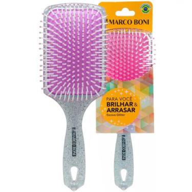 Imagem de Escova de Cabelo Glitter Raquete Nylon Pin Marco Boni Profissional Pra