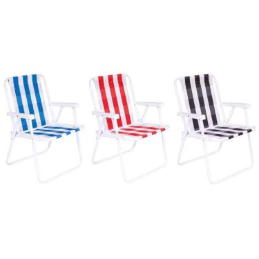 Imagem de Cadeira de Praia Alta Retrô em Aço Cores Variadas Mor