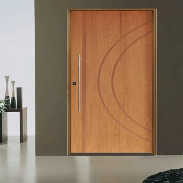 Imagem de Kit Porta de Madeira Pivotante 210x102cm Batente 14cm Fechadura 803 Rolete Externa Conc...