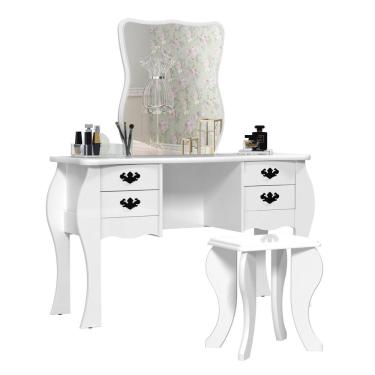 Imagem de Penteadeira Duda 4 Gavetas com Banqueta Branca Patrimar