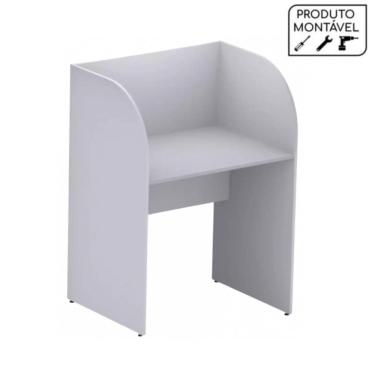 Imagem de Mesa para telemarketing Baia inicial fechada para Atendimento 1,20x0,80x0,60m com fundo New City cinza/cinza