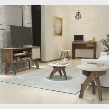 Imagem de Sala de Estar Rack Frank, Mesa de Centro Jade, Mesa de Apoio Jade e Mesa para Notebook Cooler