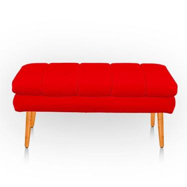 Imagem de Puff Aparador Estofado Italy Decorativo Veludo Cor Vermelho