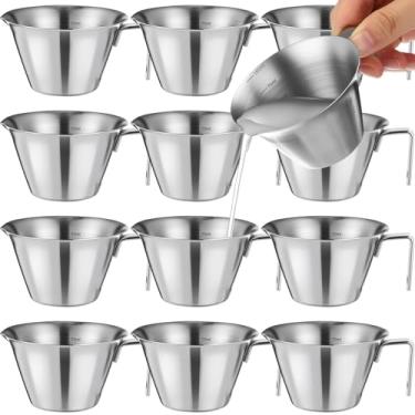 Imagem de Honeydak 12 peças de copo de café expresso de aço inoxidável 100 ml, copo medidor de café expresso com bico e alça de metal acessórios de medição de café