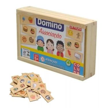 Imagem de Dominó educativo infantil associação de ideias 28pçs madeira  - Pais &