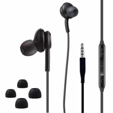 Imagem de Qtresi Fones de ouvido estéreo intra-auriculares 2025 para Samsung Galaxy S10, S10E, S10+, S8, S8+, S9, S9+, Note 9 - Jack de 3,5 mm projetado com microfone e botões de volume (preto)
