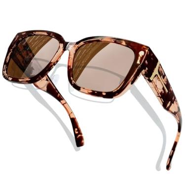 Imagem de KANASTAL Óculos de Sol Feminino Masculino Polarizado Proteção UV 400 Marrons Leopardo Brown Sunglasses over Glasses -Marrom