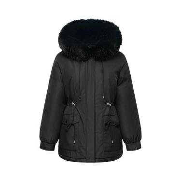 Imagem de Parka Feminina De Inverno Com Capuz De Pele Sintética À Prova De Respi