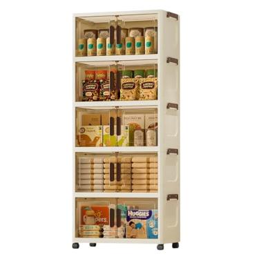 Imagem de Armário Organizador Dobrável Caixa Organizadora Transparente 5 Camadas Dobrável 40cm - Armário Multiuso com Porta Magnética Antipoeira, Espaçoso e Resistente