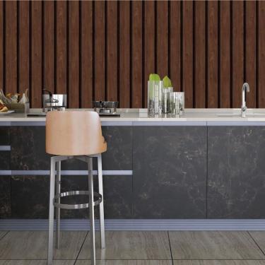 Imagem de Papel De Parede Adesivo Ripado Madeira Lavável Sala Quarto Cozinha