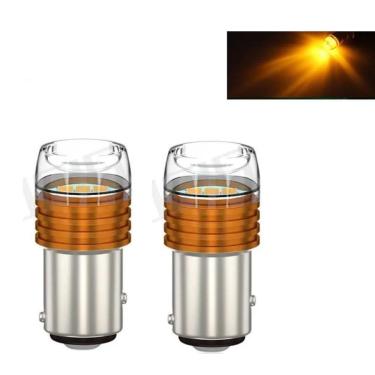 Imagem de Par Lâmpada Led Pisca Strobo Lanterna Freio 2 Polos Laranja