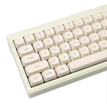 Imagem de Teclas PBT de perfil MOA, conjunto de teclas brancas minimalistas, 124 teclas redondas fofas, capa de teclado personalizada por sublimação de tinta para teclados mecânicos Cherry MX 61/64/68/84/87/100