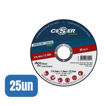 Imagem de 25 Discos Corte STD Aço/Inox 115X1,0X22MM - Ciser