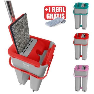 Imagem de Rodo Mop Flat 360 Com Balde Lava e Seca + 1 Refil Extra - Belakaza