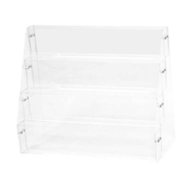 Imagem de shamjina Risers de acrílico exibem organizador de suporte versátil prateleiras de economia de cupcakes rack de rack para medalhas de crachás mini bonecas, 4 Níveis