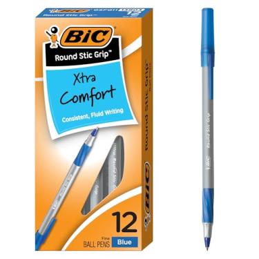 Imagem de BIC Caneta esferográfica GSFG11-Blu Round Stic Grip Xtra Comfort, ponta fina (0,8 mm), azul, 12 unidades