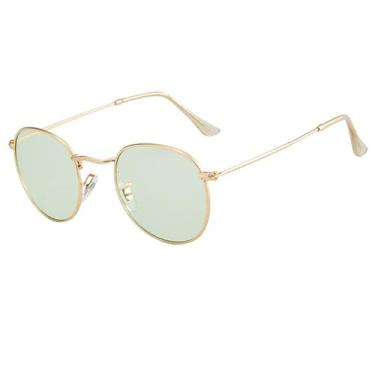 Imagem de HPIRME Óculos de sol vintage de metal, masculino, feminino, ao ar livre, gradiente, protetor solar, redondo, 7, tamanho único