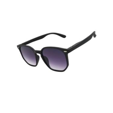 Imagem de Óculos de Sol Hexagonal Acetato Itaniano Flexivel Premium Retro Lentes UV400 Feminino Masculino - Cacife Brand (Preto Degrade)
