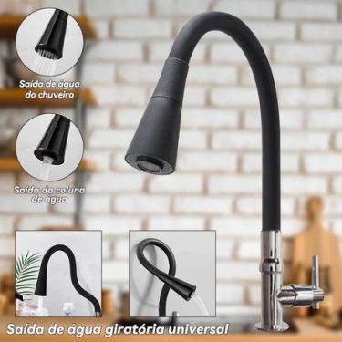 Imagem de Inox Prata Torneira com chuveiro com rotação de 360 Cozinha Luxo Pared