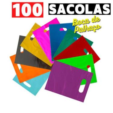 Imagem de 100 Sacolas Boca de Palhaço 15x20, 20x30, 25x35, 30x40 e 40x50 Sacolin