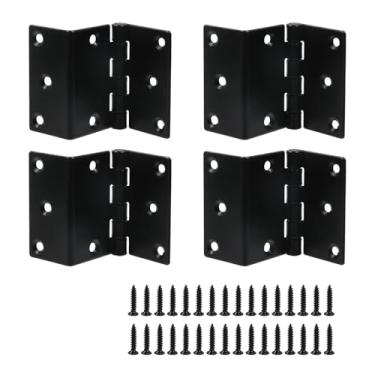 Imagem de MY MIRONEY Dobradiça preta deslocada - 4 peças de painel grosso de porta de meia superfície, material de ferro com acabamento suave, resistente à ferrugem, ideal para armários, caixas de madeira e