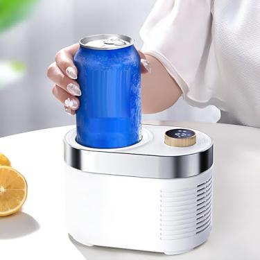 Imagem de Aquecedor e resfriador de bebidas automotivo de dupla finalidade (-1°C a 70°C) - Chip de economia de energia, compatibilidade com copos de alumínio, design silencioso para viagens rodoviárias