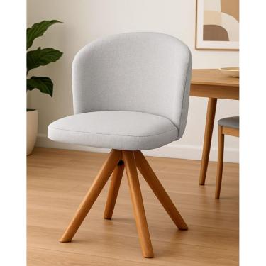 Imagem de Cadeira Giratória com Assento Estofado e Base em Madeira Maciça – Antonela Exclusiva