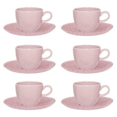 Imagem de Conjunto de Xícara de Chá e Pires 06 Peças Pink Sand Oxford