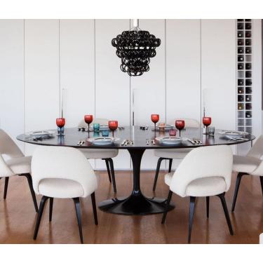 Imagem de Mesa Tulipa Saarinen Oval 235x122cm Laqueada Preto