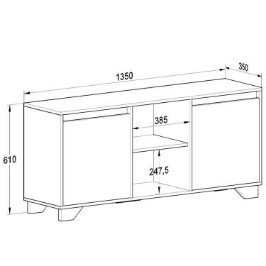 Imagem de Rack Benevello Em Mdp 2 Portas 3 Prateleiras Quiditá Grafite