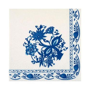 Imagem de Guardanapo de Papel Branco com Flores Azuis Ti-flair 24x24cm