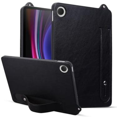 Imagem de Compatível com Samsung Galaxy Tab A9 Plus Case SM-X210/SM-216/SM-X218 11 Polegadas Suporte À Prova de Choque Alça de Mão Capa para Tablet Capa de Couro TPU para Tablet(Black)