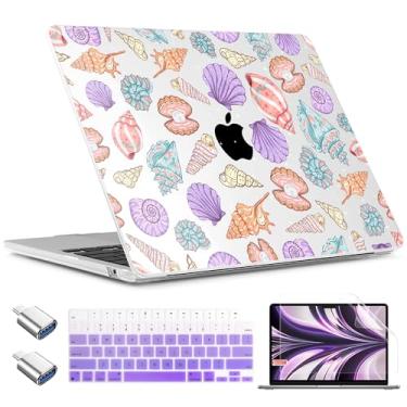 Imagem de TWOLSKOO Compatível com capa M4 MacBook Air 13,5 polegadas versão 2025-2022 M4 A3240 M3 A3113 M2 A2681, capa rígida de plástico, capa de teclado, adaptador tipo C e protetor de tela, conchas coloridas