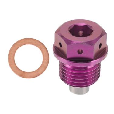Imagem de REPAIROCK M16 x 1,5 4 mm Bujão magnético de drenagem de óleo de liga de titânio parafuso de porca de drenagem com 1 arruela de cobre cor rosa 1 peça