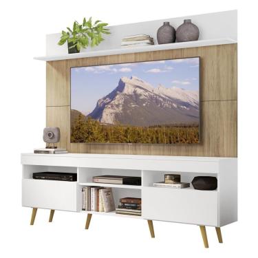 Imagem de Rack Retrô Com Painel Tv 65" Madri Multimóveis V3371 Branco/Rustic/Natural Branco/Rustic/Natural