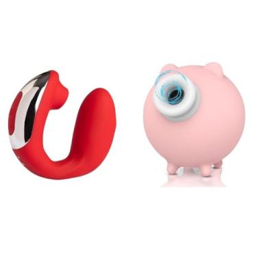 Imagem de Kit Osiris Premium: Estimulador Dupla Ação GVibe (Ondas de Pressão e Vibrador Ponto G) + Mini Estimulador Clitoriano PIGGY S-Hande USB Recarregável Silicone