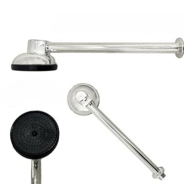 Imagem de Ducha Cromada Chuveiro Frio Chuveirão Quintal Externo Interno Plástico Cano 30cm Rosca 1/2 (90mm CROMADA)