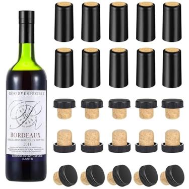 Imagem de Blulu 100 peças de rolha de rolha de garrafa de vinho, kit de plástico superior de 50 cápsulas termorretráteis de PVC em forma de T, 50 tampas de rolha de vinho, selador de garrafa de degustação