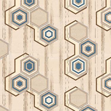 Imagem de Papel De Parede Adesivo Lavável Linho Geometria Azul 10m