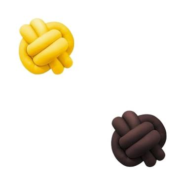 Imagem de Almofadas De Nó 28cm x 28cm Lindas Decorativas Sala Sofá Cama Cores (AMARELO E MARROM)