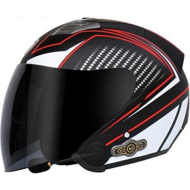 Imagem de Capacete Bluetooth Para Motocicleta Capacete Retro 3/4 Half Helmet Com Microfone Bluetooth Alto-falantes Duplos Embutidos Aprovado Pela Ece, B, M