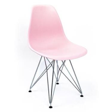 Imagem de Cadeira de Cozinha Eames Cromada e Rosa - Mobly