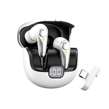 Imagem de Basike Fone de Ouvido Sem Fio Bluetooth 5.4, Headset Gamer Intra-Auricular com Áudio Hi-Fi, Mic ENC, Display LED, 40H de Bateria – Para Jogos, Streaming e Dia a Dia – Branco