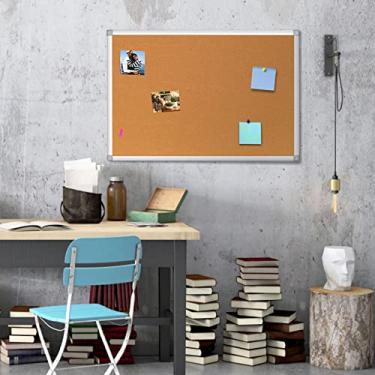 Imagem de Quadro de avisos de cortiça, quadros de avisos, quadro de notas, quadro de notas, 45 x 61 cm, moldura de alumínio prata