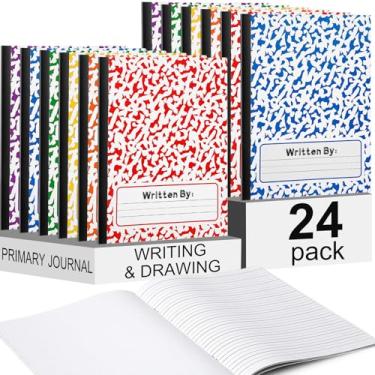 Imagem de Henoyso 24 livros em branco para crianças escreverem, caderno de composição primária K-2 livros pautados para crianças 1ª 2ª série, 64 páginas, prática de desenho para jardim de infância pré-escolar