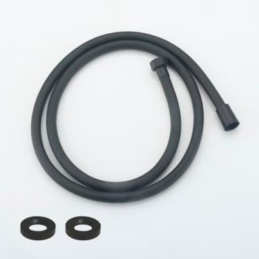 Imagem de AMeoMerk Mangueira de chuveiro preta de 149 cm – Mangueira de substituição extralonga para chuveiro, spray de bidê, banheiro de animais de estimação, limpeza de vaso sanitário – Mangueira de PVC