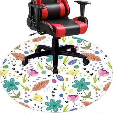 Imagem de Tapete de cadeira de escritório com flores, textura de flor, tapete de cadeira de mesa para piso de madeira de escritório doméstico, protetor de piso de pilha baixa multiuso, redondo, 99 cm